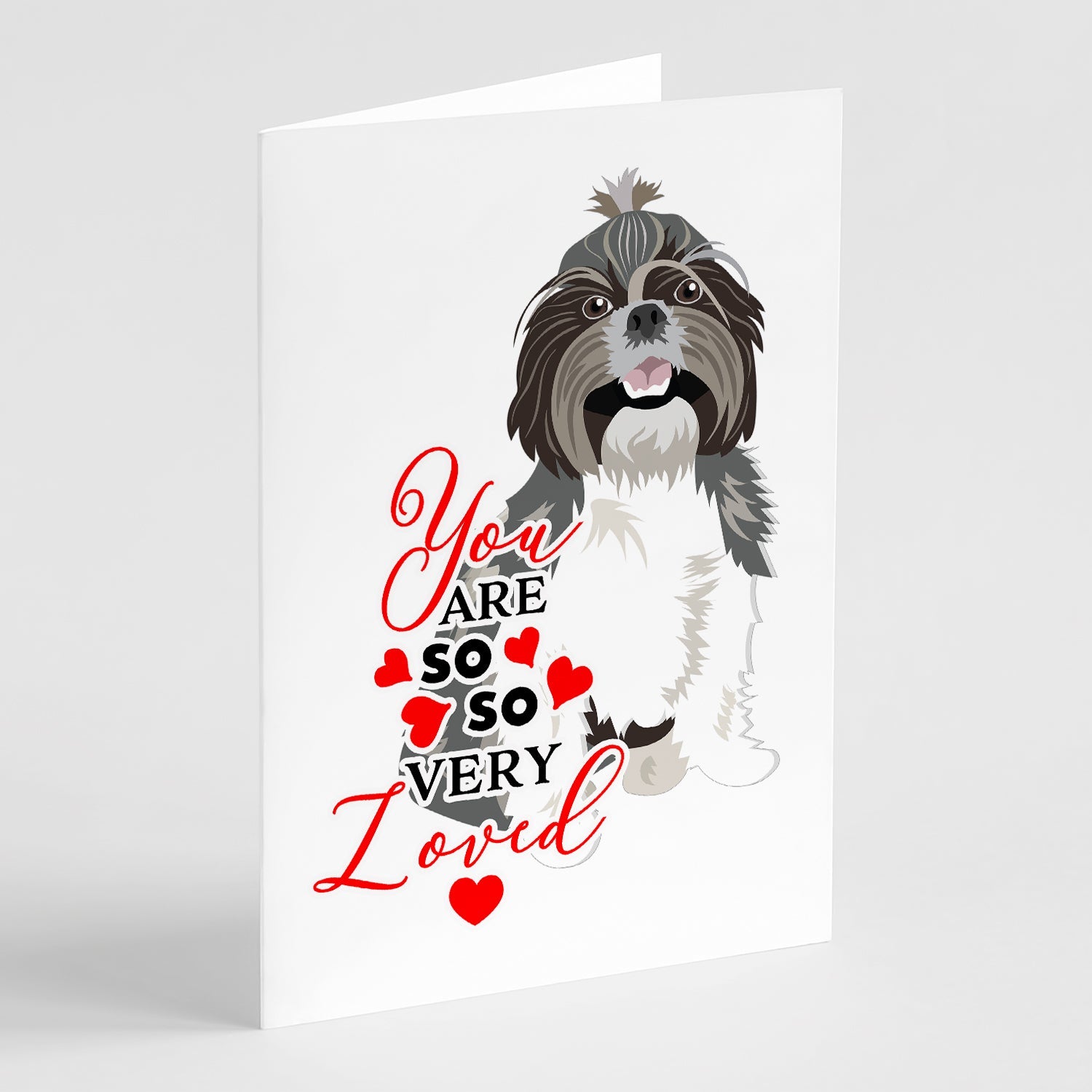 Shih-Tzu Silver and White #2 so Loved Greeting Cards Pack of 8 Blank Cards with Envelopes Whimsical A7 Size 5x7