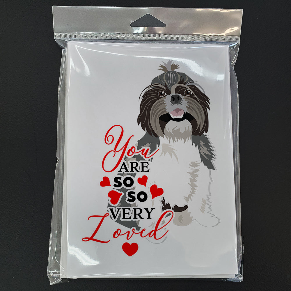 Shih-Tzu Silver and White #2 so Loved Greeting Cards Pack of 8 Blank Cards with Envelopes Whimsical A7 Size 5x7