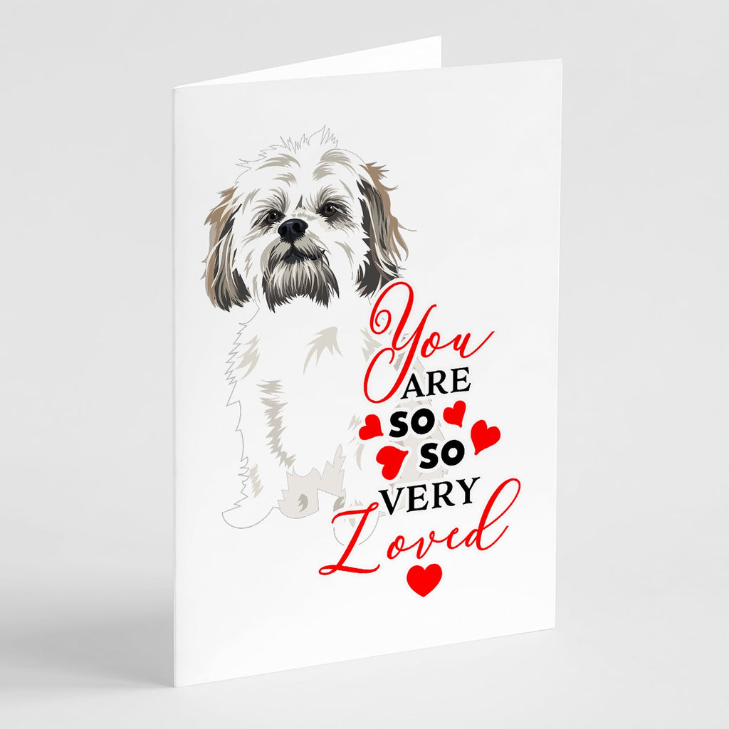 Shih-Tzu Silver Gold and White #1 so Loved Greeting Cards Pack of 8 Blank Cards with Envelopes Whimsical A7 Size 5x7