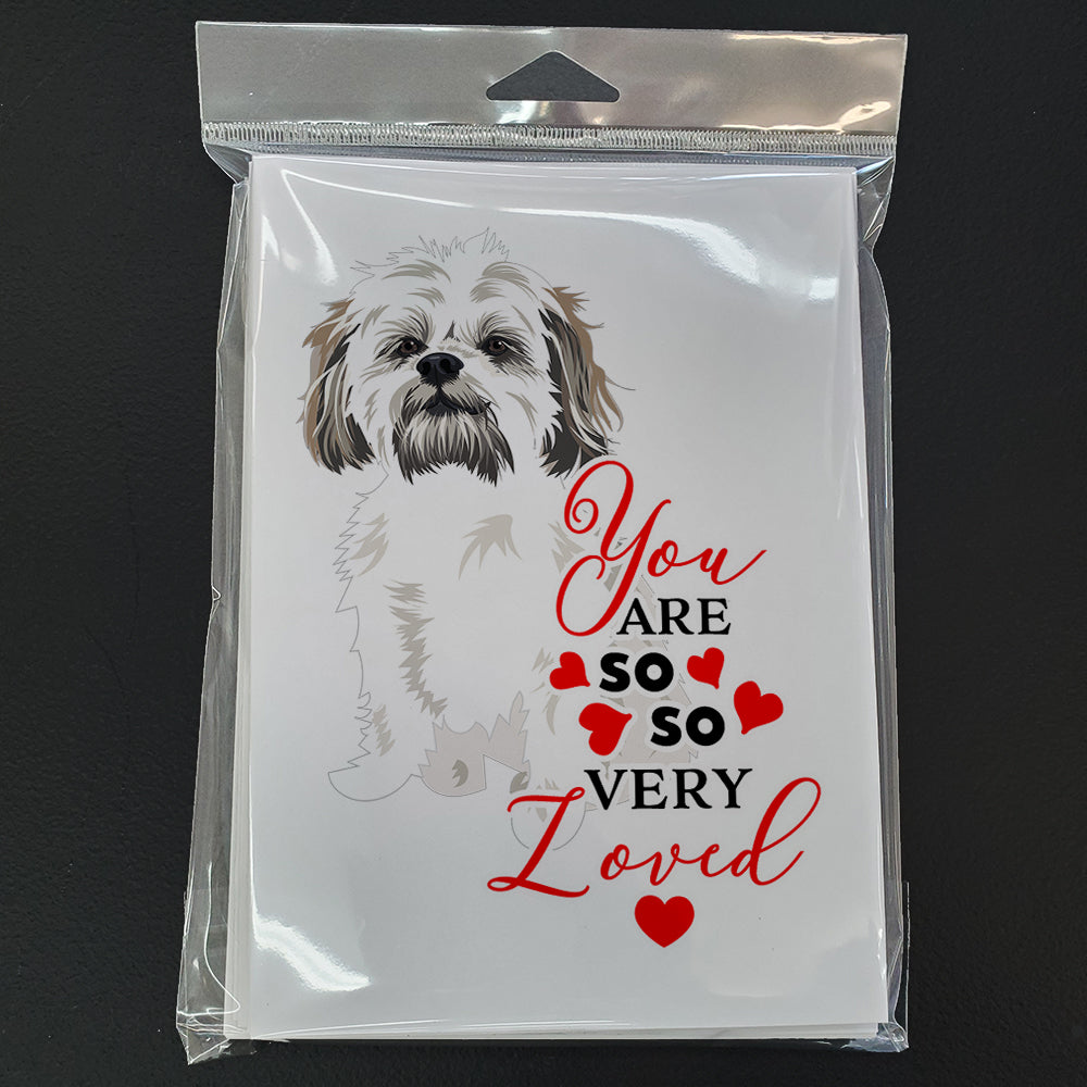 Shih-Tzu Silver Gold and White #1 so Loved Greeting Cards Pack of 8 Blank Cards with Envelopes Whimsical A7 Size 5x7