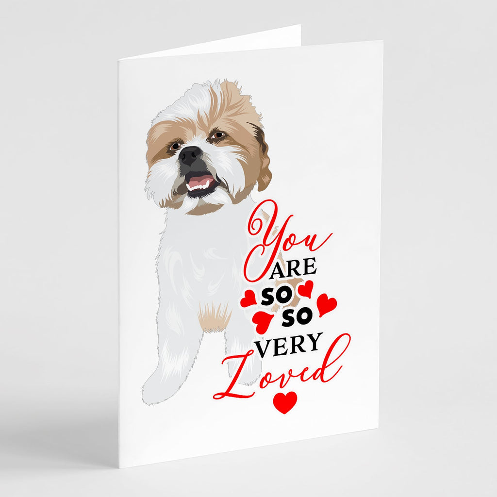 Shih-Tzu Silver Gold and White #2 so Loved Greeting Cards Pack of 8 Blank Cards with Envelopes Whimsical A7 Size 5x7