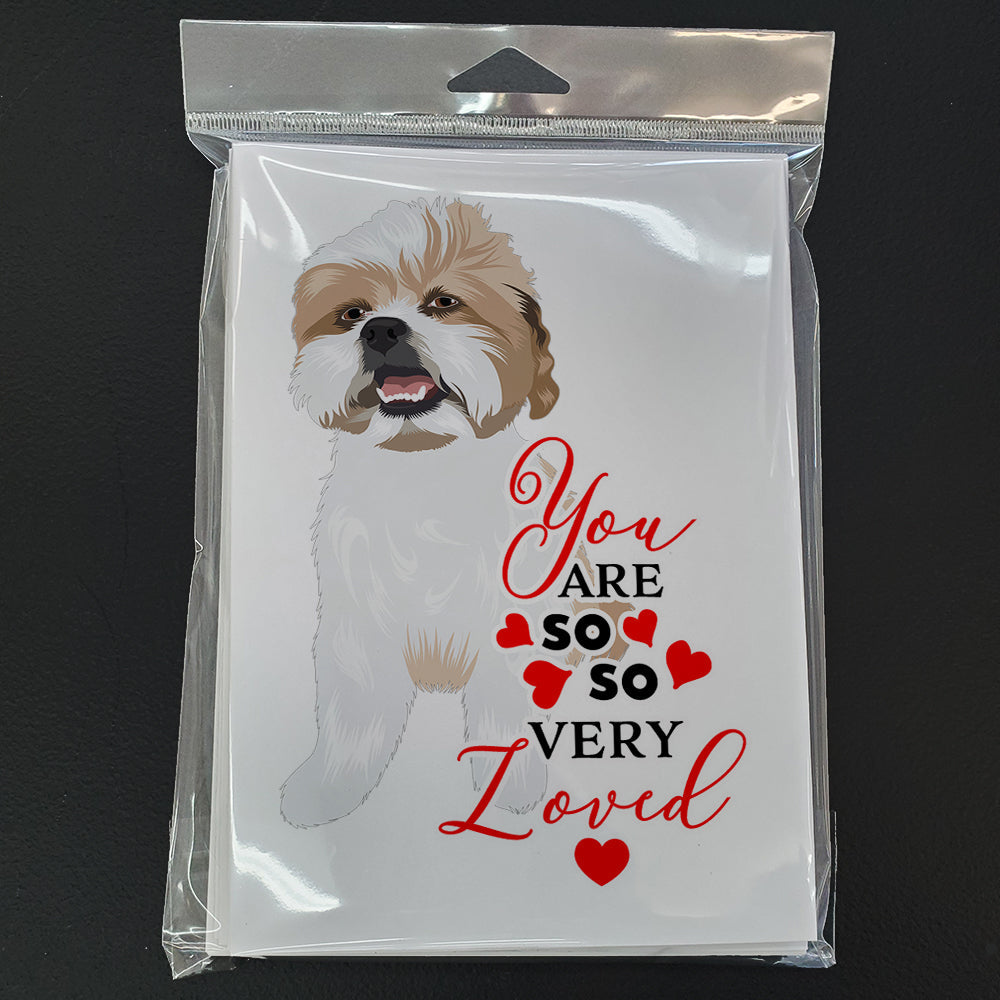 Shih-Tzu Silver Gold and White #2 so Loved Greeting Cards Pack of 8 Blank Cards with Envelopes Whimsical A7 Size 5x7