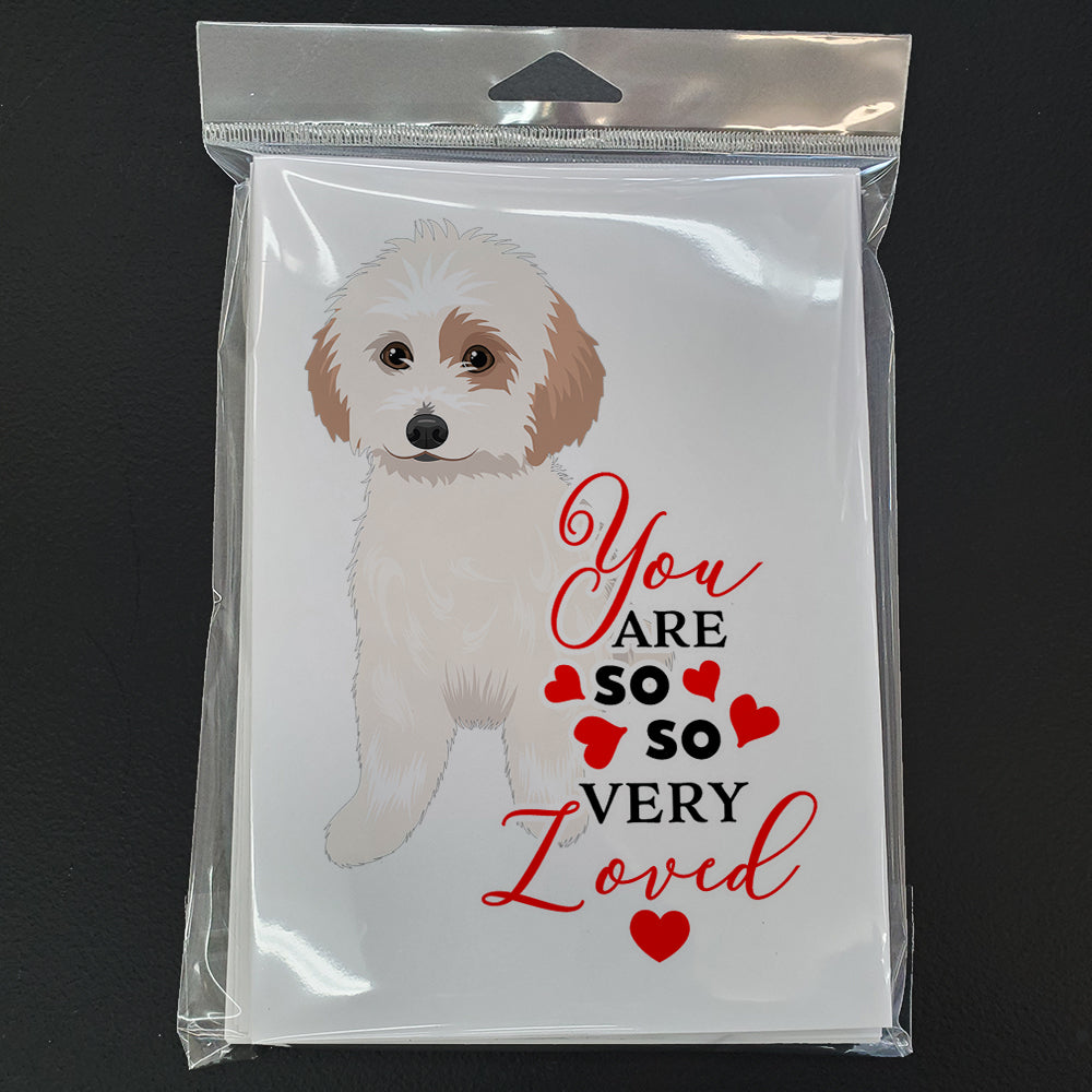 Shih-Tzu White and Red so Loved Greeting Cards Pack of 8 Blank Cards with Envelopes Whimsical A7 Size 5x7