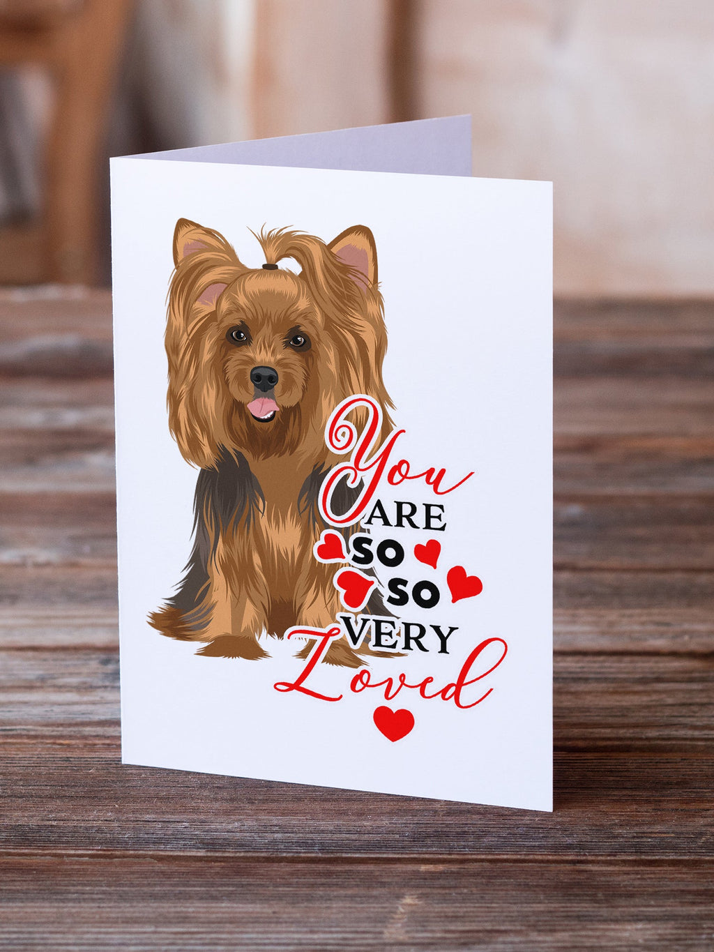 Yorkie Black and Gold #1 so Loved Greeting Cards Pack of 8 Blank Cards with Envelopes Whimsical A7 Size 5x7