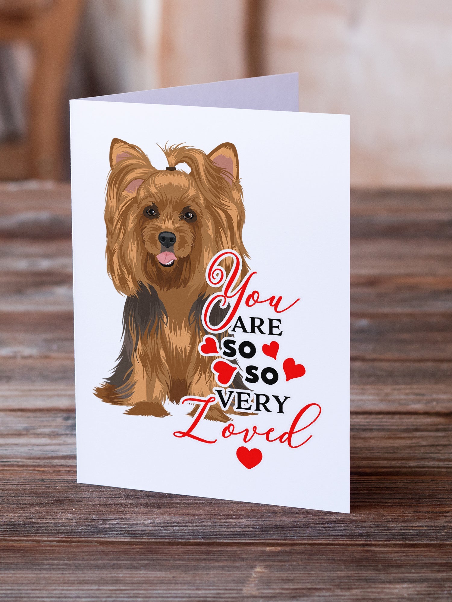 Yorkie Black and Gold #1 so Loved Greeting Cards Pack of 8 Blank Cards with Envelopes Whimsical A7 Size 5x7