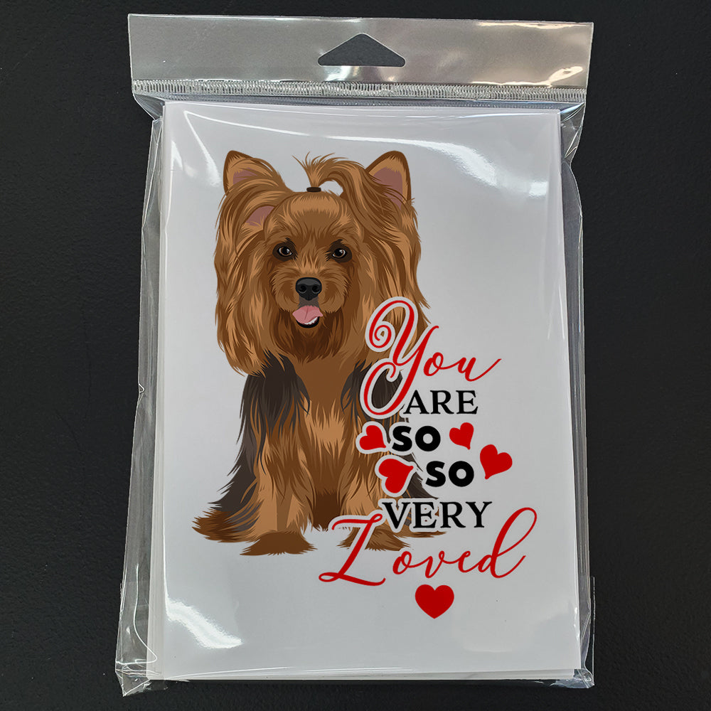 Yorkie Black and Gold #1 so Loved Greeting Cards Pack of 8 Blank Cards with Envelopes Whimsical A7 Size 5x7