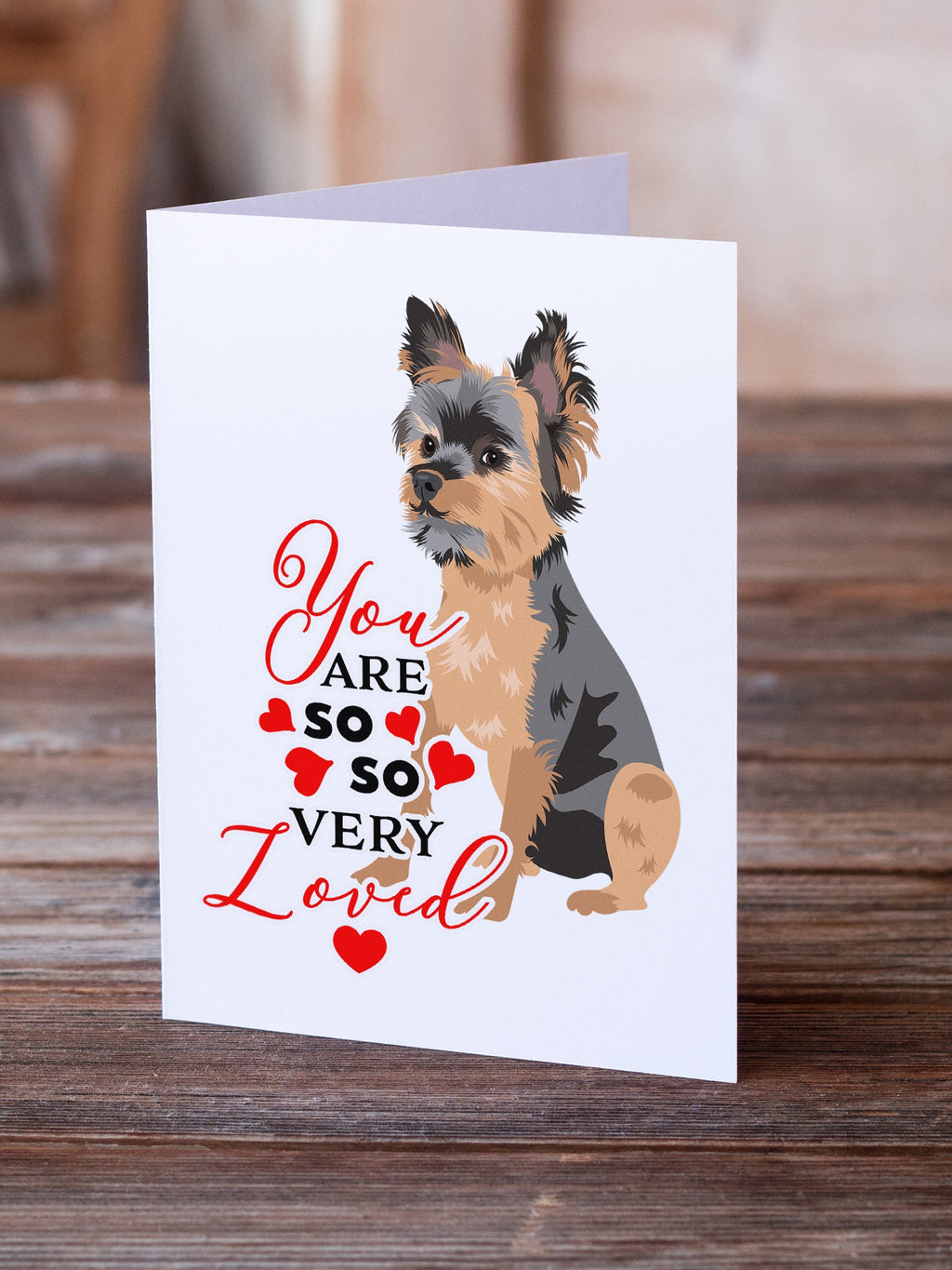 Yorkie Black and Gold #2 so Loved Greeting Cards Pack of 8 Blank Cards with Envelopes Whimsical A7 Size 5x7