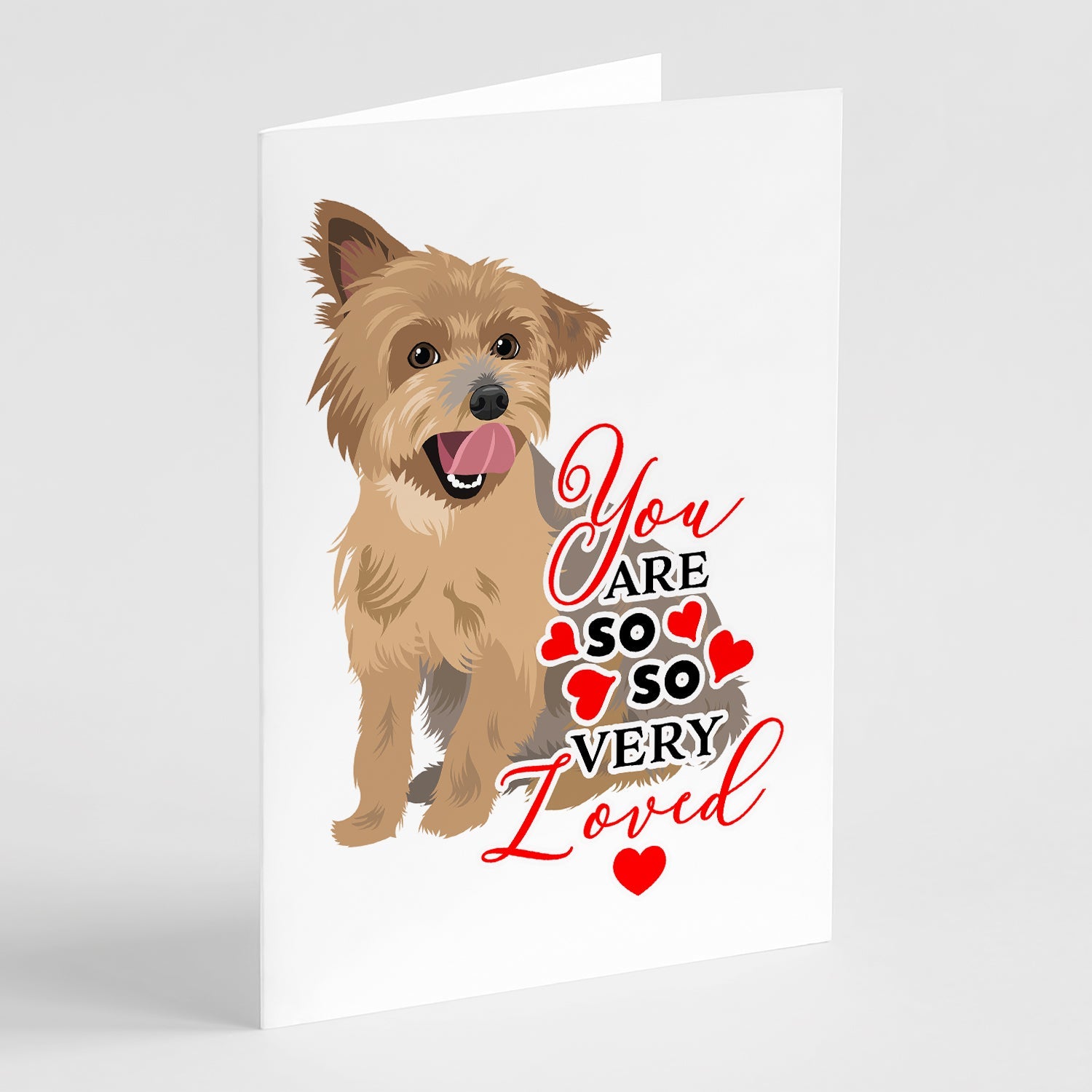 Yorkie Blue and Gold so Loved Greeting Cards Pack of 8 Blank Cards with Envelopes Whimsical A7 Size 5x7