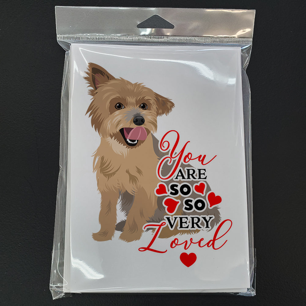 Yorkie Blue and Gold so Loved Greeting Cards Pack of 8 Blank Cards with Envelopes Whimsical A7 Size 5x7