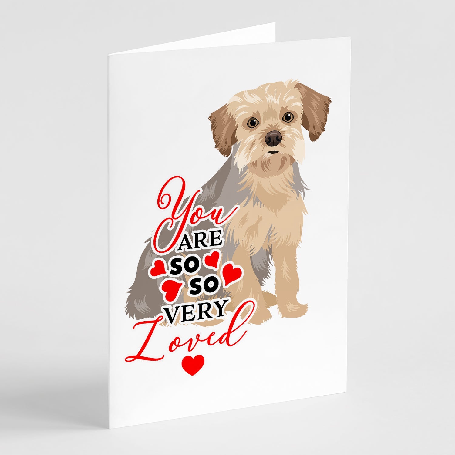 Yorkie Blue and Tan #1 so Loved Greeting Cards Pack of 8 Blank Cards with Envelopes Whimsical A7 Size 5x7