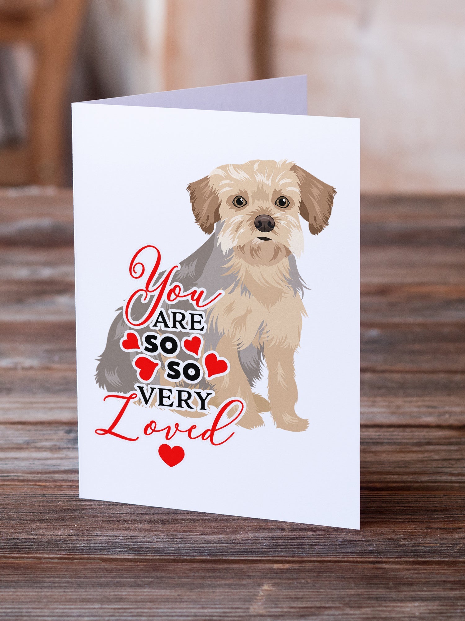 Yorkie Blue and Tan #1 so Loved Greeting Cards Pack of 8 Blank Cards with Envelopes Whimsical A7 Size 5x7