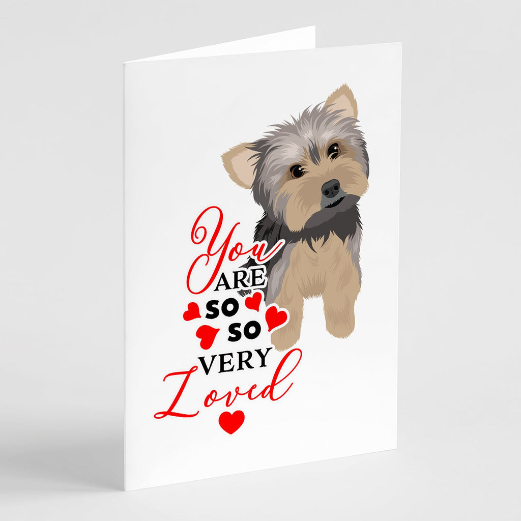 Yorkie Blue and Tan #2 so Loved Greeting Cards Pack of 8 Blank Cards with Envelopes Whimsical A7 Size 5x7