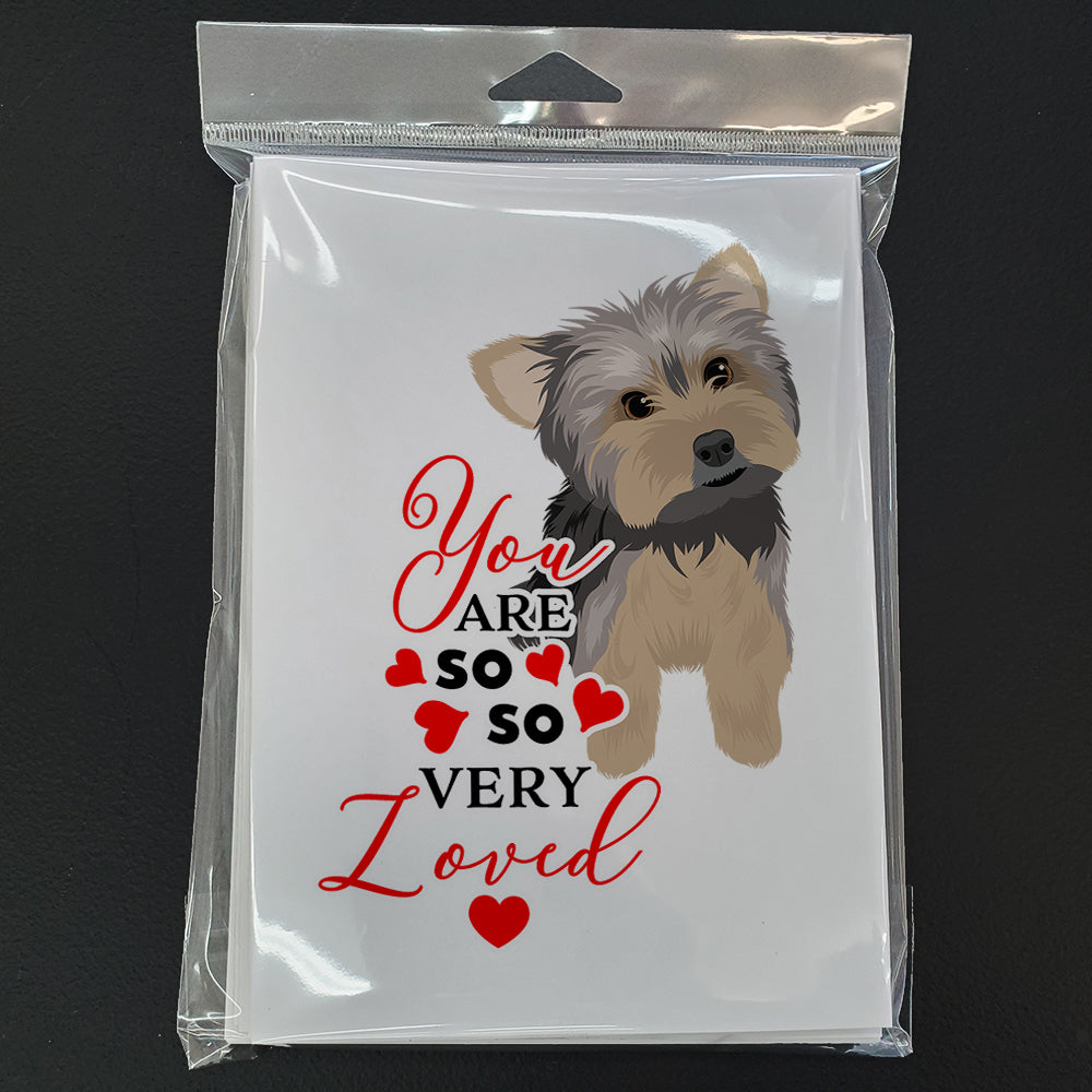 Yorkie Blue and Tan #2 so Loved Greeting Cards Pack of 8 Blank Cards with Envelopes Whimsical A7 Size 5x7