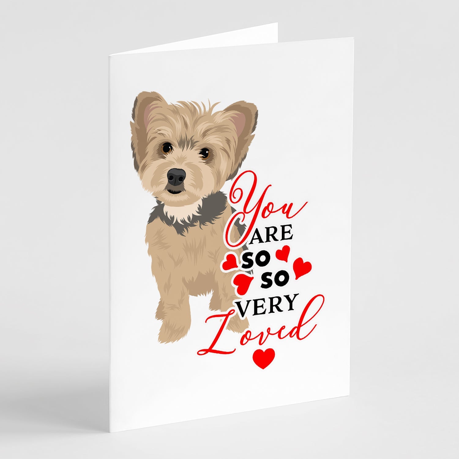 Yorkie Blue and Tan Puppy so Loved Greeting Cards Pack of 8 Blank Cards with Envelopes Whimsical A7 Size 5x7