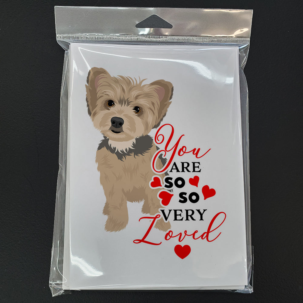 Yorkie Blue and Tan Puppy so Loved Greeting Cards Pack of 8 Blank Cards with Envelopes Whimsical A7 Size 5x7