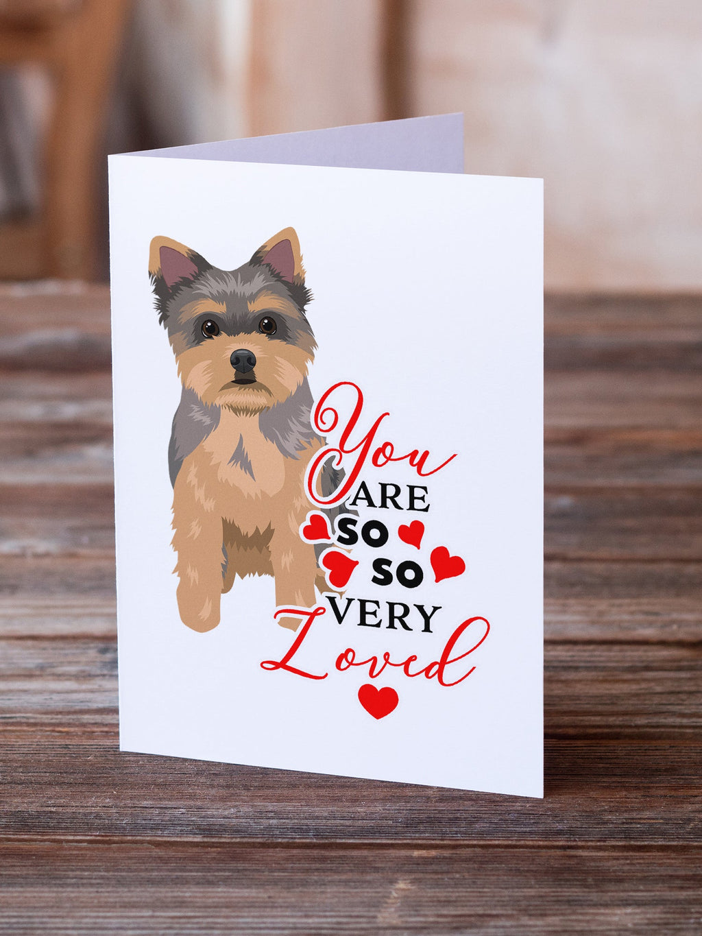 Yorkie Chocolate Puppy so Loved Greeting Cards Pack of 8 Blank Cards with Envelopes Whimsical A7 Size 5x7