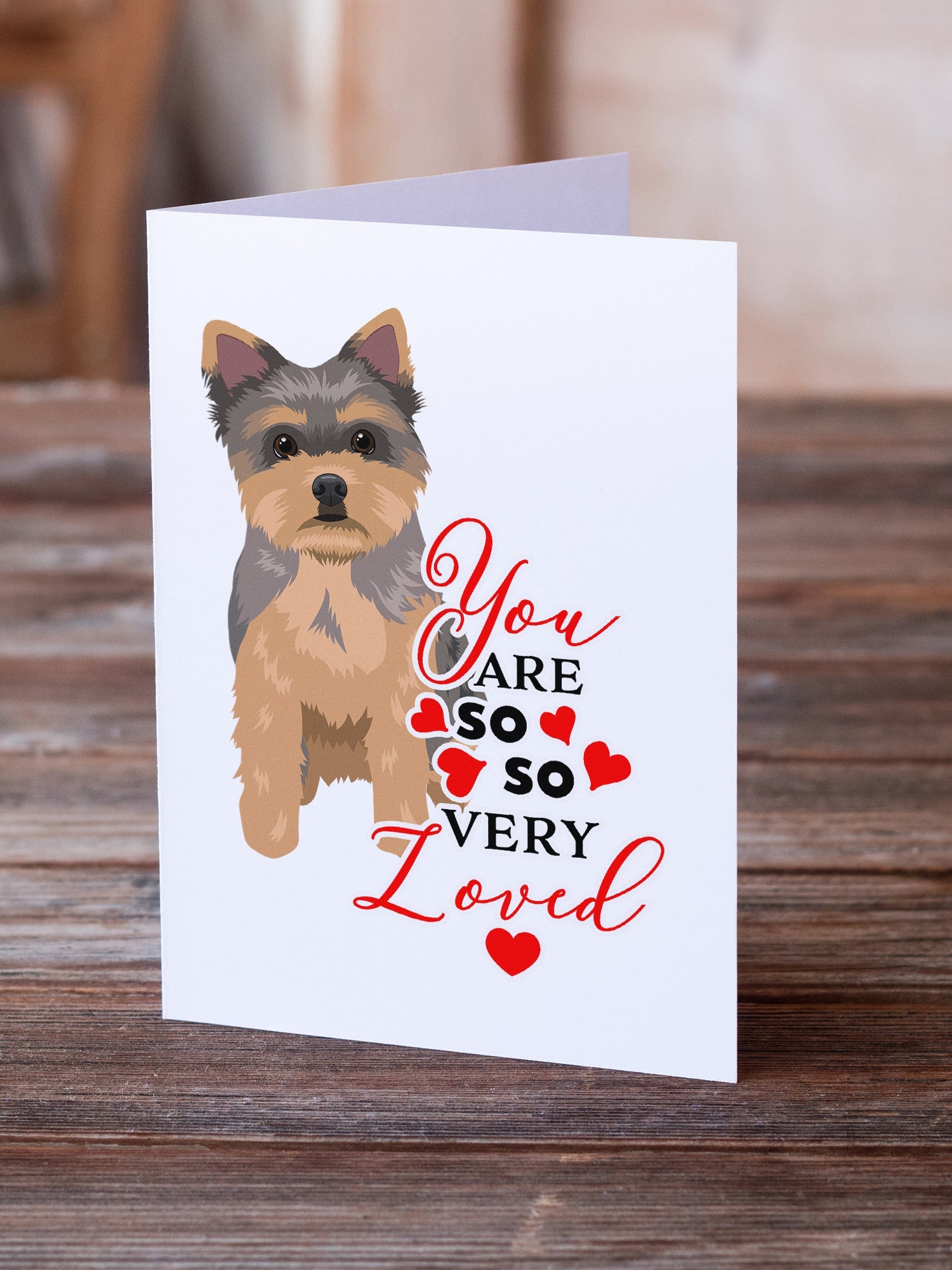 Yorkie Chocolate Puppy so Loved Greeting Cards Pack of 8 Blank Cards with Envelopes Whimsical A7 Size 5x7