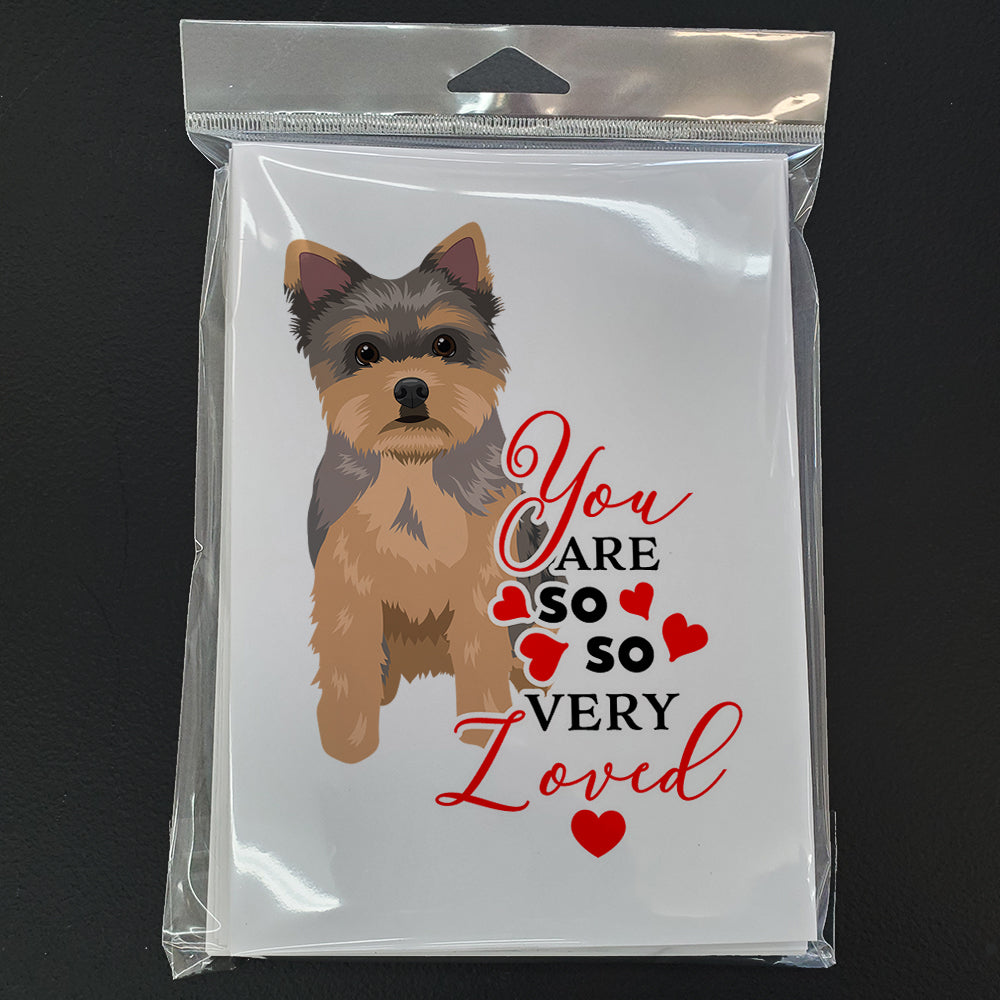 Yorkie Chocolate Puppy so Loved Greeting Cards Pack of 8 Blank Cards with Envelopes Whimsical A7 Size 5x7