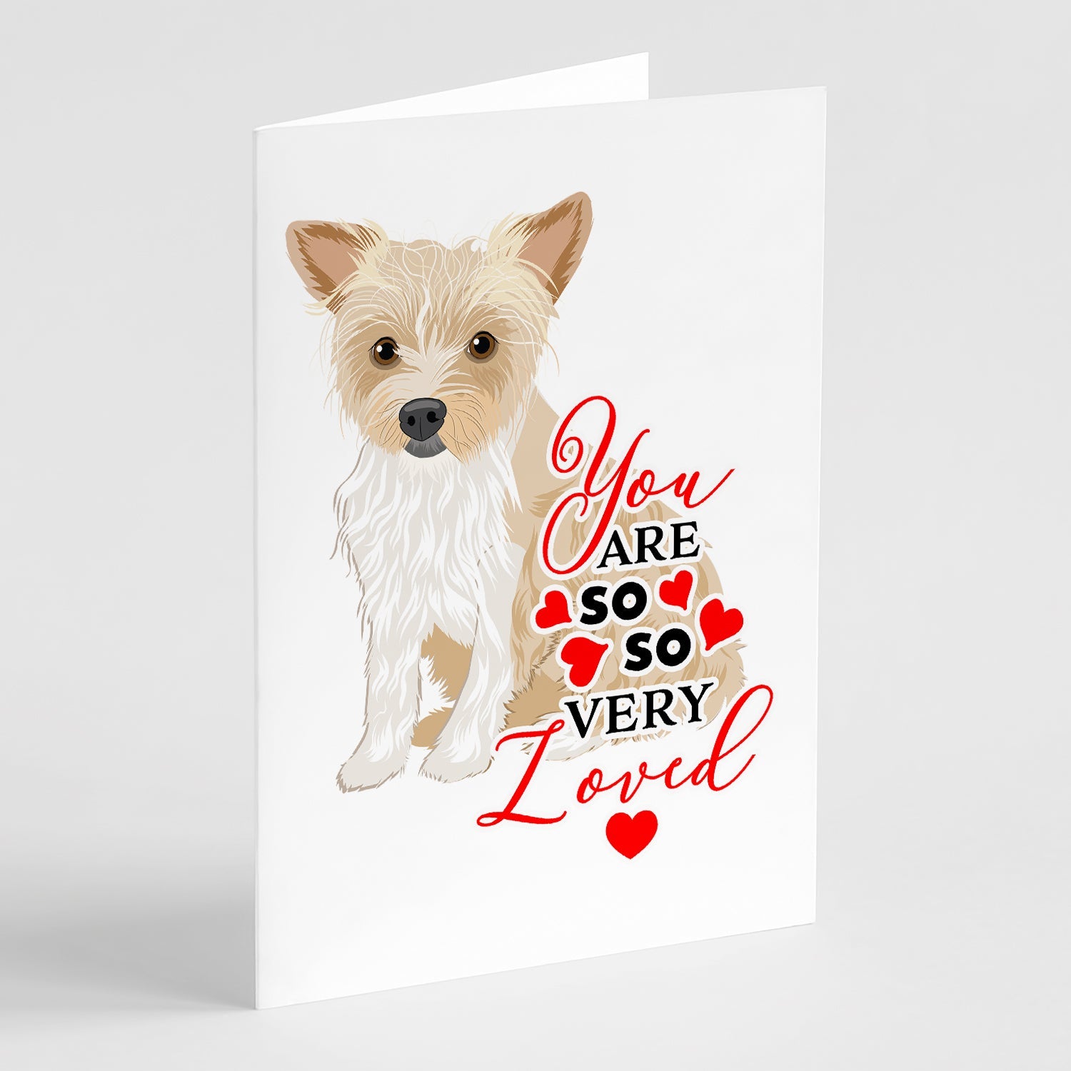 Yorkie Parti so Loved Greeting Cards Pack of 8 Blank Cards with Envelopes Whimsical A7 Size 5x7