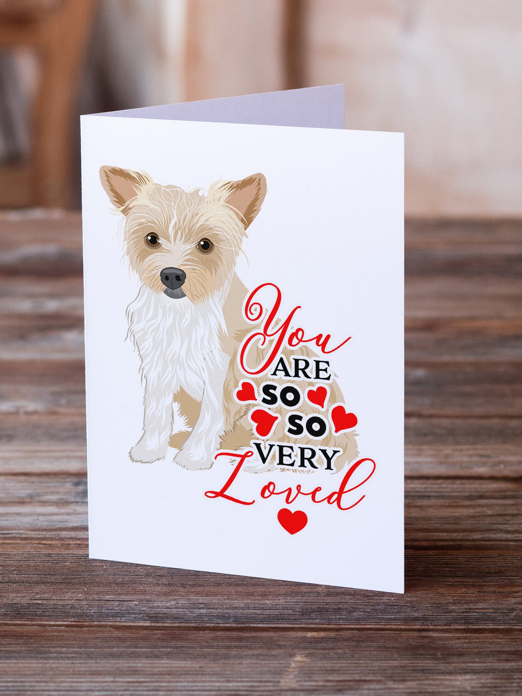 Yorkie Parti so Loved Greeting Cards Pack of 8 Blank Cards with Envelopes Whimsical A7 Size 5x7