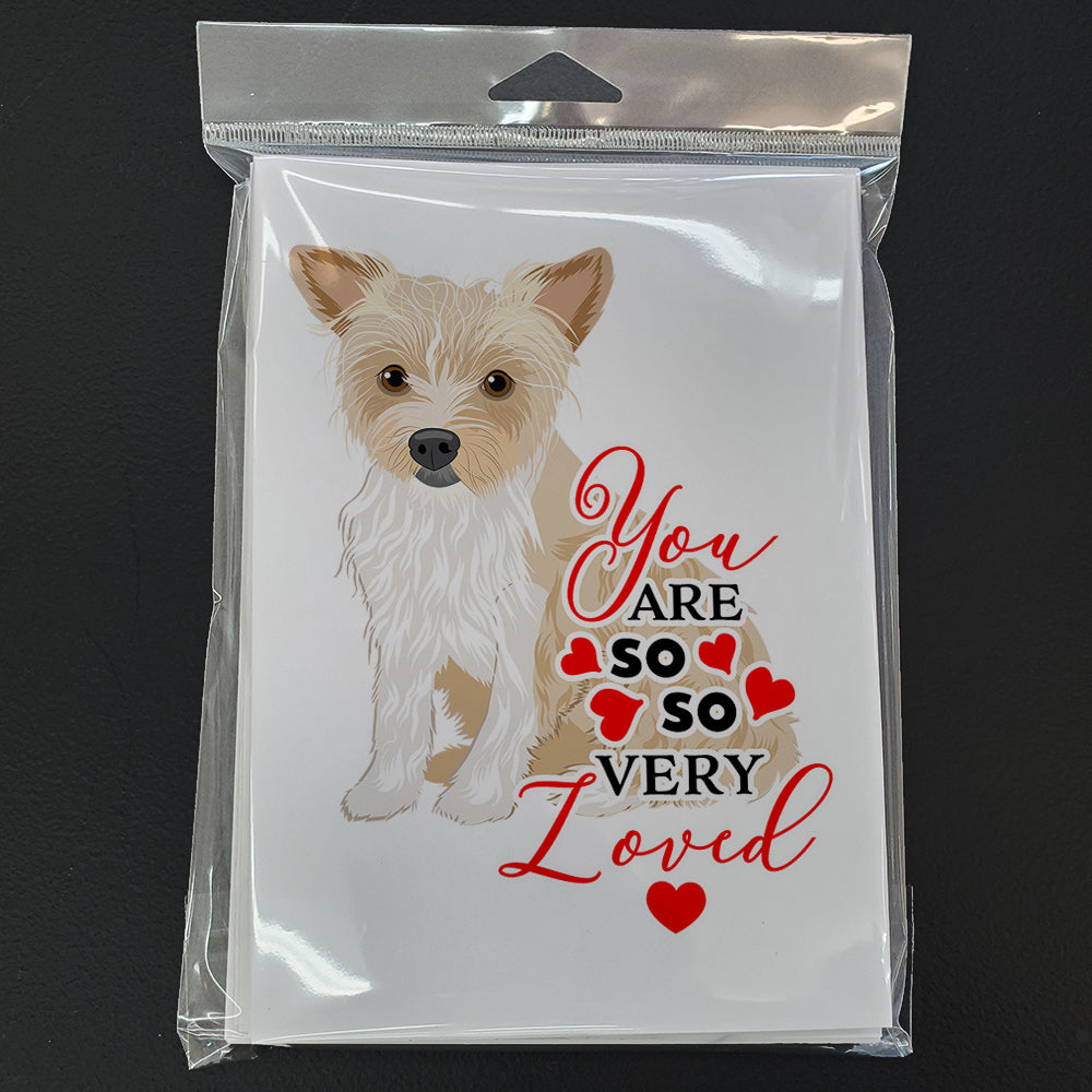 Yorkie Parti so Loved Greeting Cards Pack of 8 Blank Cards with Envelopes Whimsical A7 Size 5x7