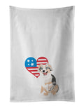 Australian Shepherd Blue Merle Puppy #1 Patriotic Kitchen Towel Set of 2 White Dish Towels Decorative Bathroom Hand towel for Hand, Face, Hair, Yoga, Tea, Dishcloth, 19 X 28", White