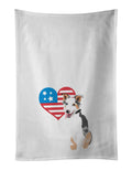 Australian Shepherd Blue Merle Puppy #2 Patriotic Kitchen Towel Set of 2 White Dish Towels Decorative Bathroom Hand towel for Hand, Face, Hair, Yoga, Tea, Dishcloth, 19 X 28", White