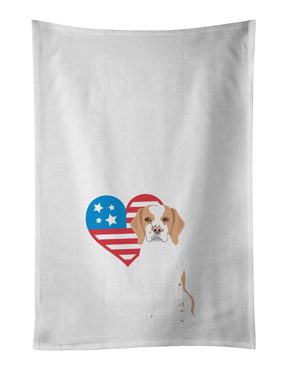 Beagle Red and White Red Ticked #1 Patriotic Kitchen Towel Set of 2 White Dish Towels Decorative Bathroom Hand towel for Hand, Face, Hair, Yoga, Tea, Dishcloth, 19 X 28", White