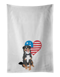 Bernese Mountain Dog #1 Patriotic Kitchen Towel Set of 2 White Dish Towels Decorative Bathroom Hand towel for Hand, Face, Hair, Yoga, Tea, Dishcloth, 19 X 28", White