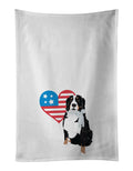 Bernese Mountain Dog #3 Patriotic Kitchen Towel Set of 2 White Dish Towels Decorative Bathroom Hand towel for Hand, Face, Hair, Yoga, Tea, Dishcloth, 19 X 28", White