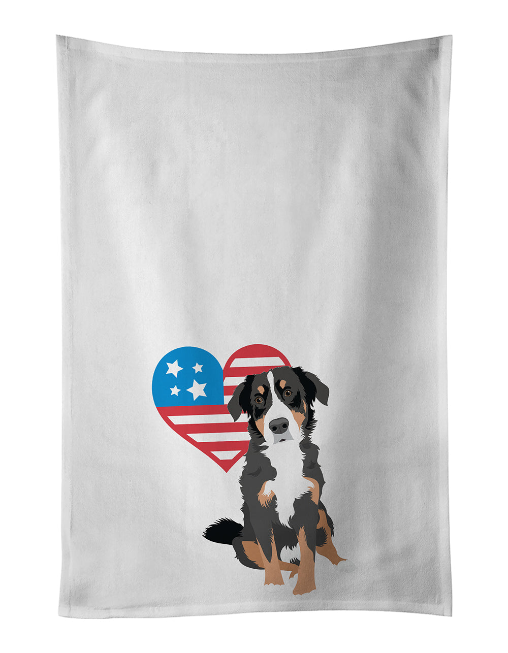 Bernese Mountain Dog Puppy #2 Patriotic Kitchen Towel Set of 2 White Dish Towels Decorative Bathroom Hand towel for Hand, Face, Hair, Yoga, Tea, Dishcloth, 19 X 28", White