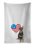 Chihuahua Black and Tan #1 Patriotic Kitchen Towel Set of 2 White Dish Towels Decorative Bathroom Hand towel for Hand, Face, Hair, Yoga, Tea, Dishcloth, 19 X 28", White