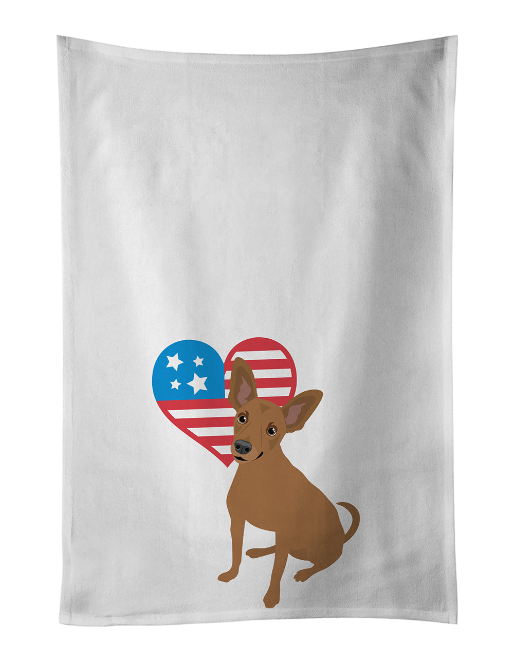 Chihuahua Chocolate #1 Patriotic Kitchen Towel Set of 2 White Dish Towels Decorative Bathroom Hand towel for Hand, Face, Hair, Yoga, Tea, Dishcloth, 19 X 28", White