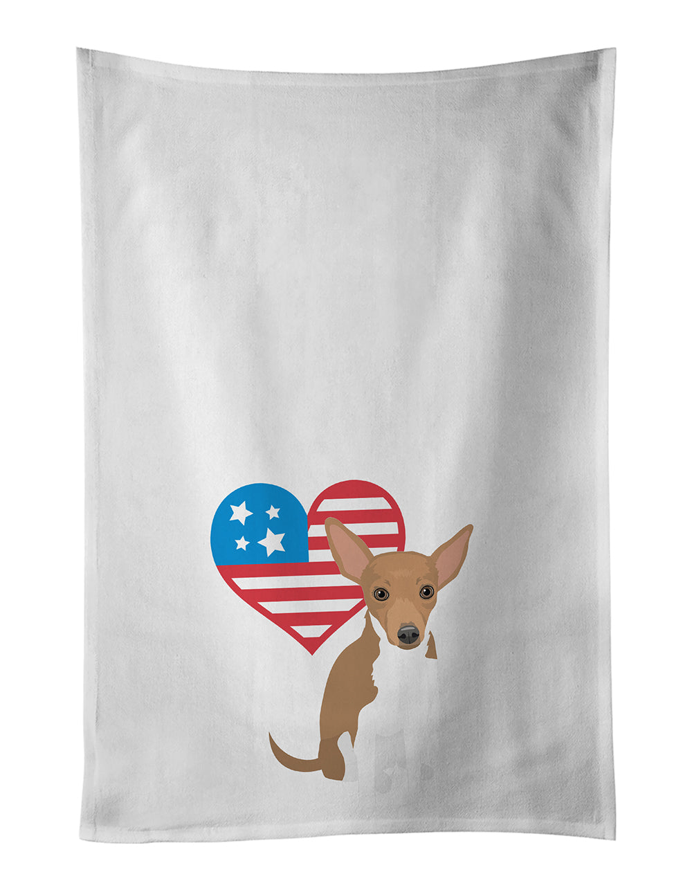 Chihuahua Chocolate and White #1 Patriotic Kitchen Towel Set of 2 White Dish Towels Decorative Bathroom Hand towel for Hand, Face, Hair, Yoga, Tea, Dishcloth, 19 X 28", White