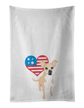 Chihuahua Gold and White Patriotic Kitchen Towel Set of 2 White Dish Towels Decorative Bathroom Hand towel for Hand, Face, Hair, Yoga, Tea, Dishcloth, 19 X 28", White