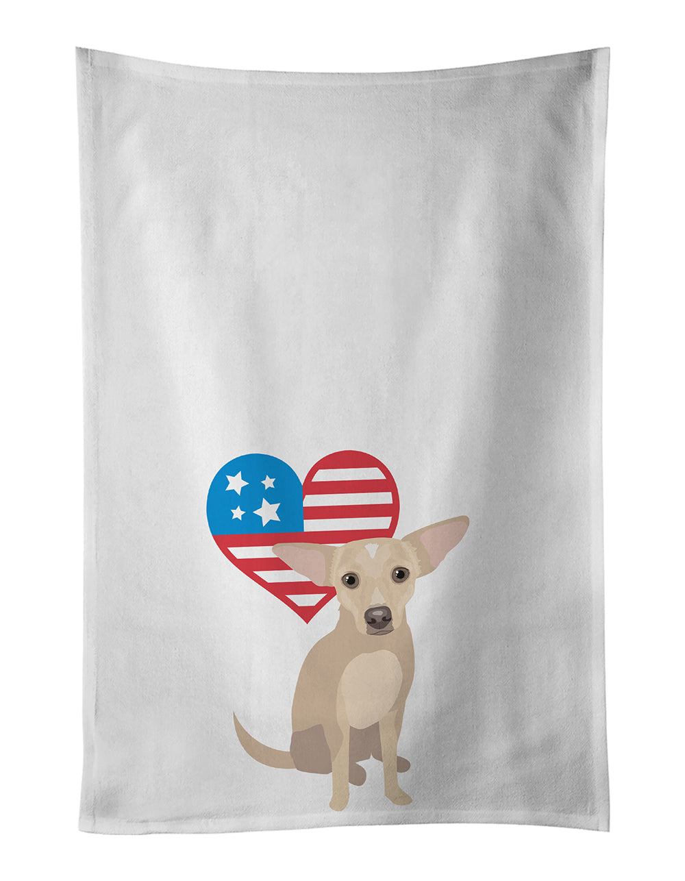 Chihuahua Silver Patriotic Kitchen Towel Set of 2 White Dish Towels Decorative Bathroom Hand towel for Hand, Face, Hair, Yoga, Tea, Dishcloth, 19 X 28", White