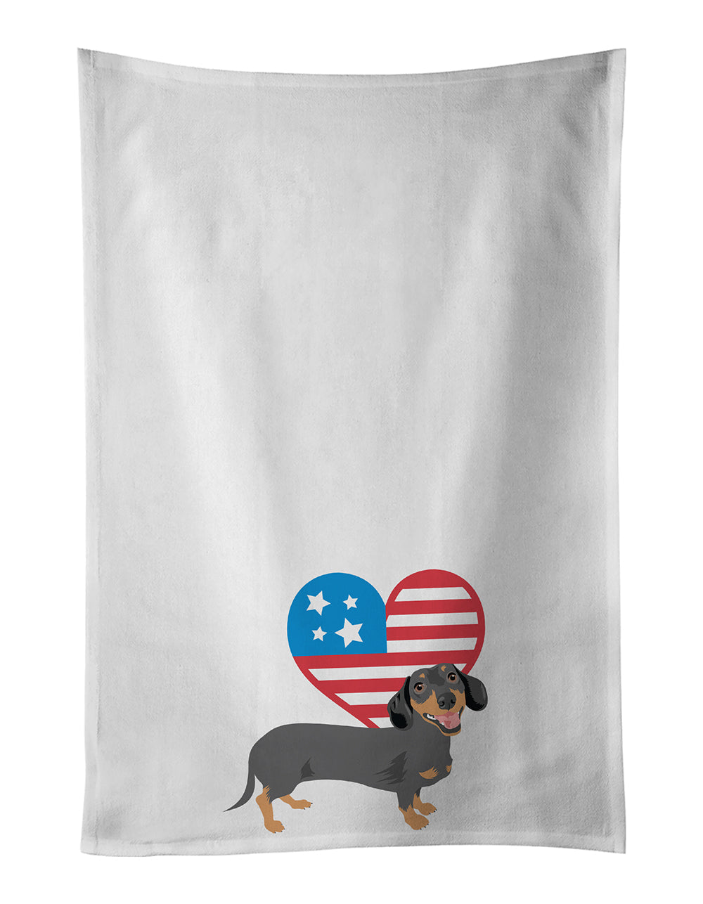 Dachshund Black and Tan #3 Patriotic Kitchen Towel Set of 2 White Dish Towels Decorative Bathroom Hand towel for Hand, Face, Hair, Yoga, Tea, Dishcloth, 19 X 28", White