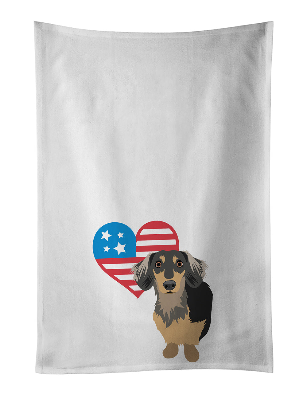 Dachshund Black and Tan #4 Patriotic Kitchen Towel Set of 2 White Dish Towels Decorative Bathroom Hand towel for Hand, Face, Hair, Yoga, Tea, Dishcloth, 19 X 28", White