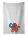 Dachshund Chocolate Patriotic Kitchen Towel Set of 2 White Dish Towels Decorative Bathroom Hand towel for Hand, Face, Hair, Yoga, Tea, Dishcloth, 19 X 28", White
