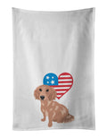 Dachshund Red #2 Patriotic Kitchen Towel Set of 2 White Dish Towels Decorative Bathroom Hand towel for Hand, Face, Hair, Yoga, Tea, Dishcloth, 19 X 28", White