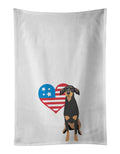 Doberman Pinscher Black and Rust Natural Ears #2 Patriotic Kitchen Towel Set of 2 White Dish Towels Decorative Bathroom Hand towel for Hand, Face, Hair, Yoga, Tea, Dishcloth, 19 X 28", White