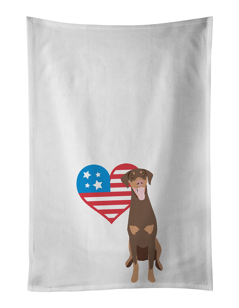 Doberman Pinscher Red and Rust Natural Ears #1 Patriotic Kitchen Towel Set of 2 White Dish Towels Decorative Bathroom Hand towel for Hand, Face, Hair, Yoga, Tea, Dishcloth, 19 X 28", White