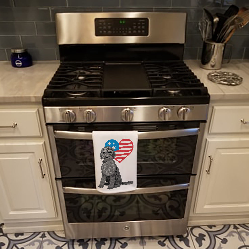 Doodle Black #2 Patriotic Kitchen Towel Set of 2 White Dish Towels Decorative Bathroom Hand towel for Hand, Face, Hair, Yoga, Tea, Dishcloth, 19 X 28", White