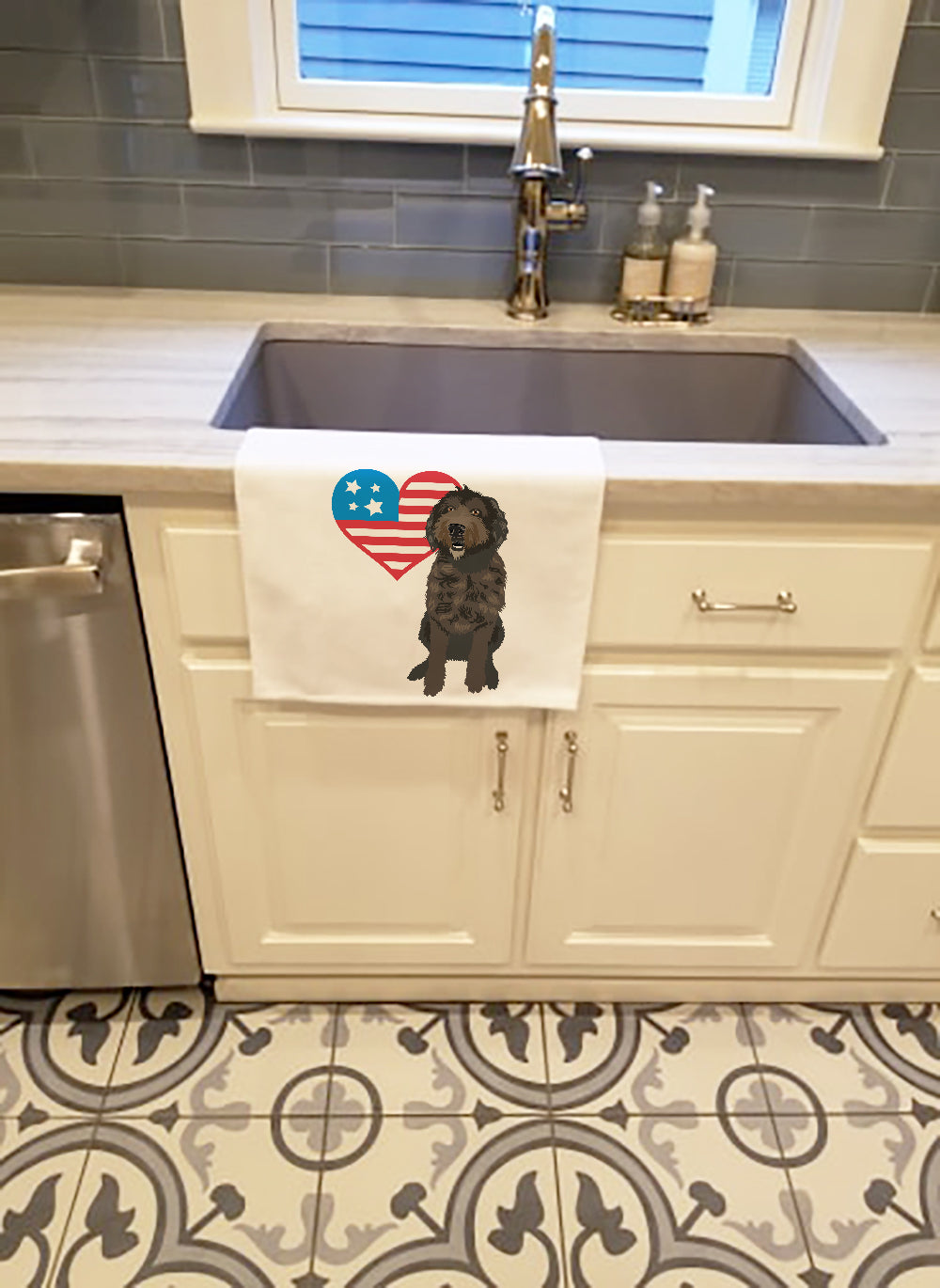 Doodle Chocolate #1 Patriotic Kitchen Towel Set of 2 White Dish Towels Decorative Bathroom Hand towel for Hand, Face, Hair, Yoga, Tea, Dishcloth, 19 X 28", White