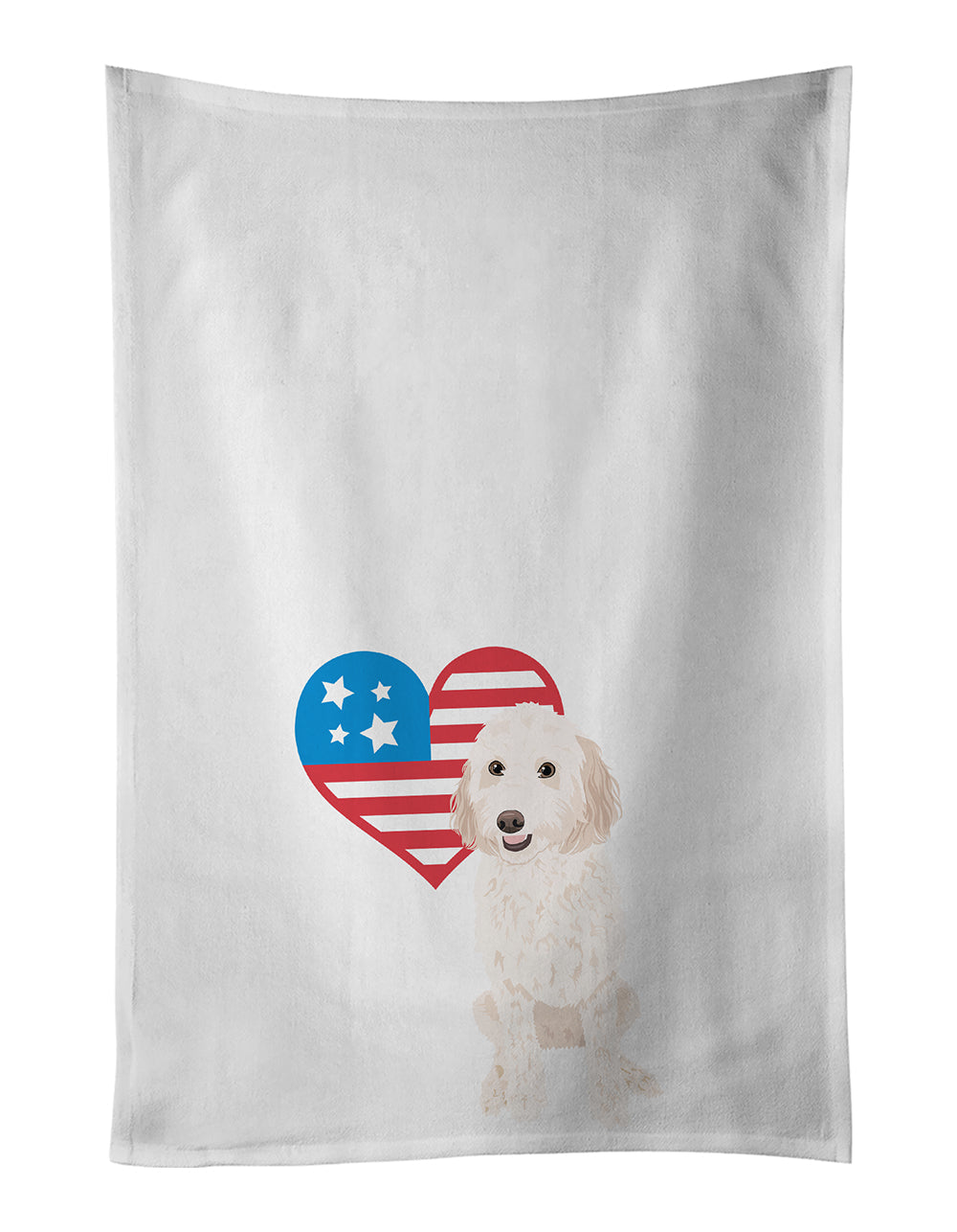 Doodle Cream #1 Patriotic Kitchen Towel Set of 2 White Dish Towels Decorative Bathroom Hand towel for Hand, Face, Hair, Yoga, Tea, Dishcloth, 19 X 28", White