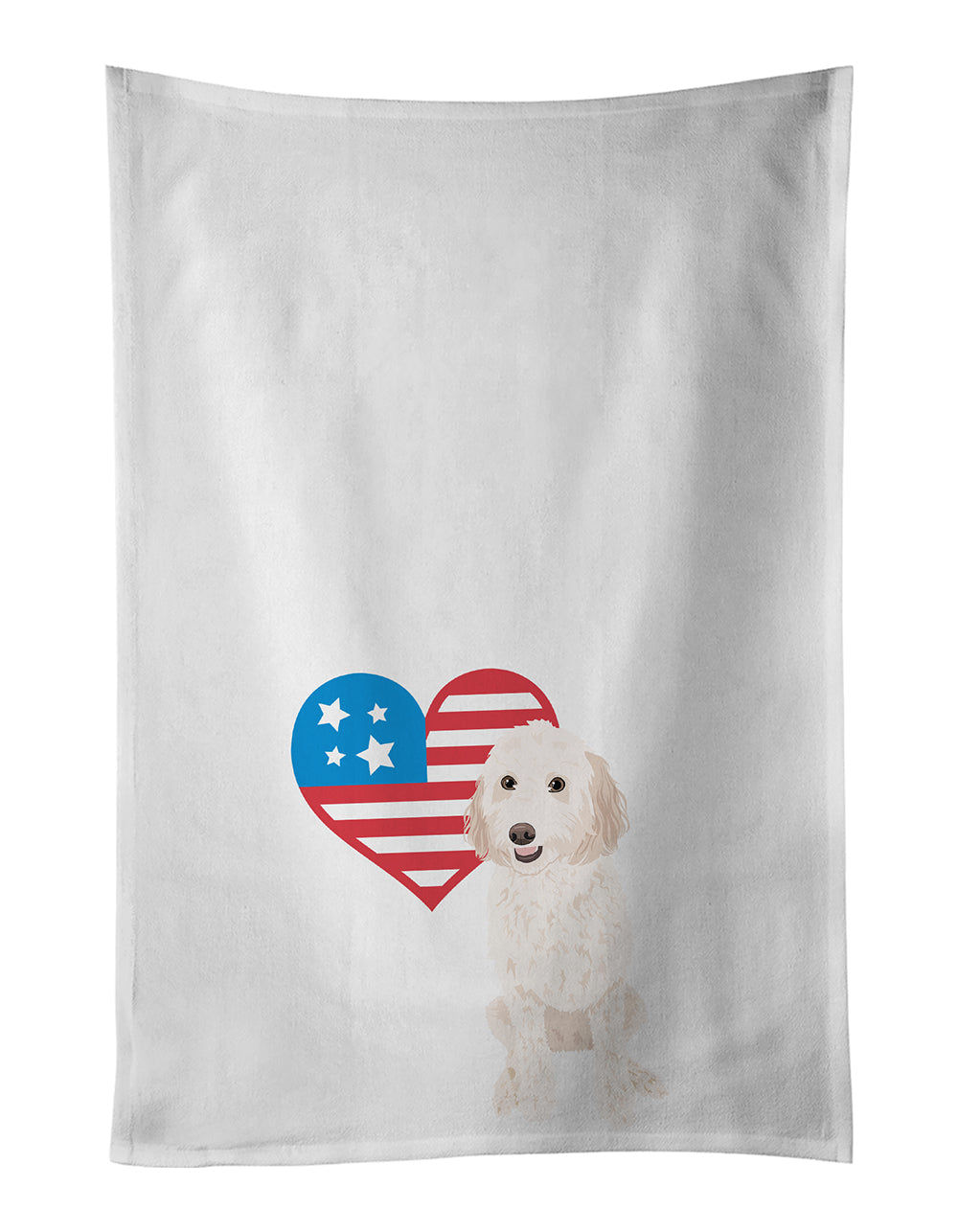 Doodle Cream #3 Patriotic Kitchen Towel Set of 2 White Dish Towels Decorative Bathroom Hand towel for Hand, Face, Hair, Yoga, Tea, Dishcloth, 19 X 28", White