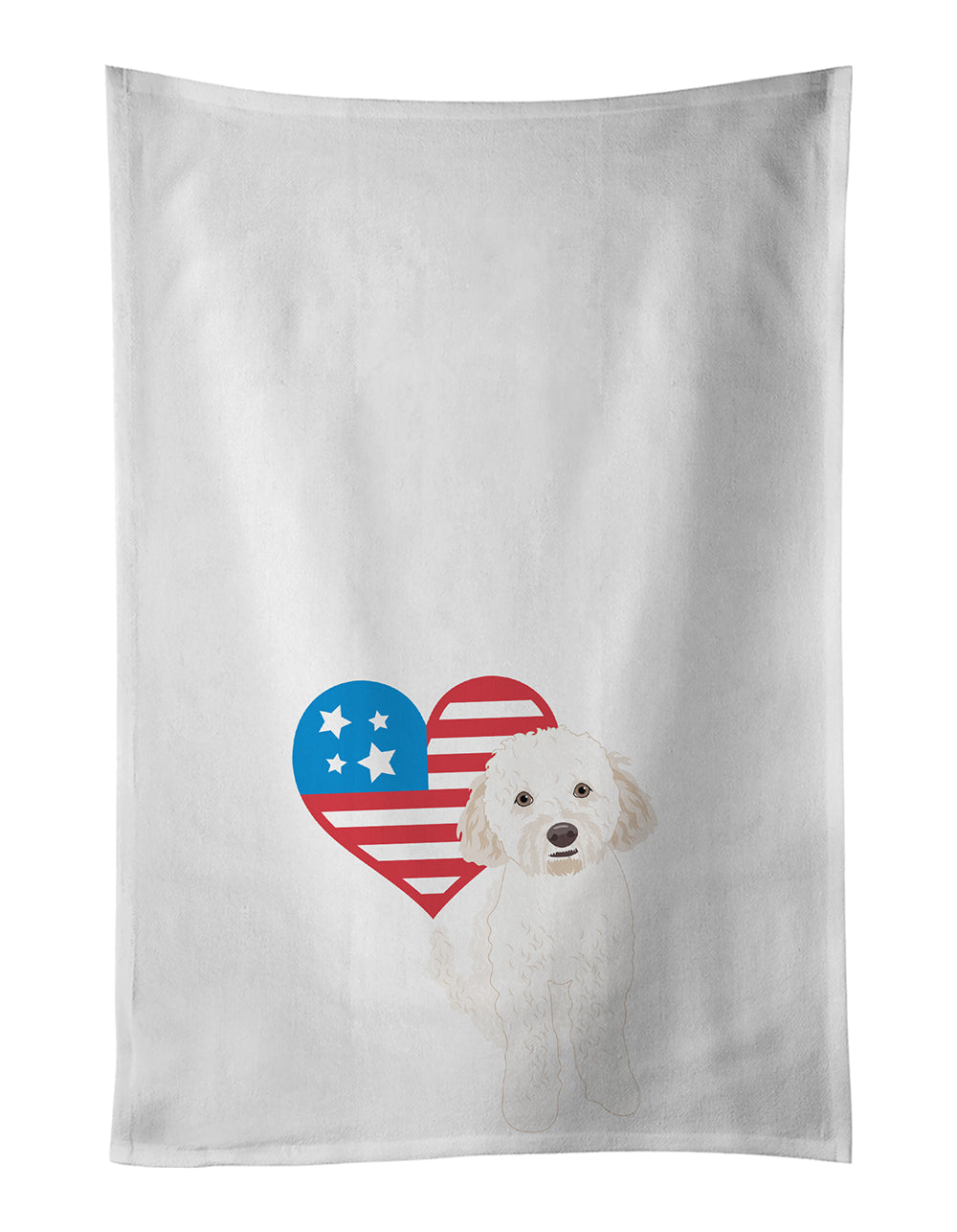 Doodle Cream #4 Patriotic Kitchen Towel Set of 2 White Dish Towels Decorative Bathroom Hand towel for Hand, Face, Hair, Yoga, Tea, Dishcloth, 19 X 28", White