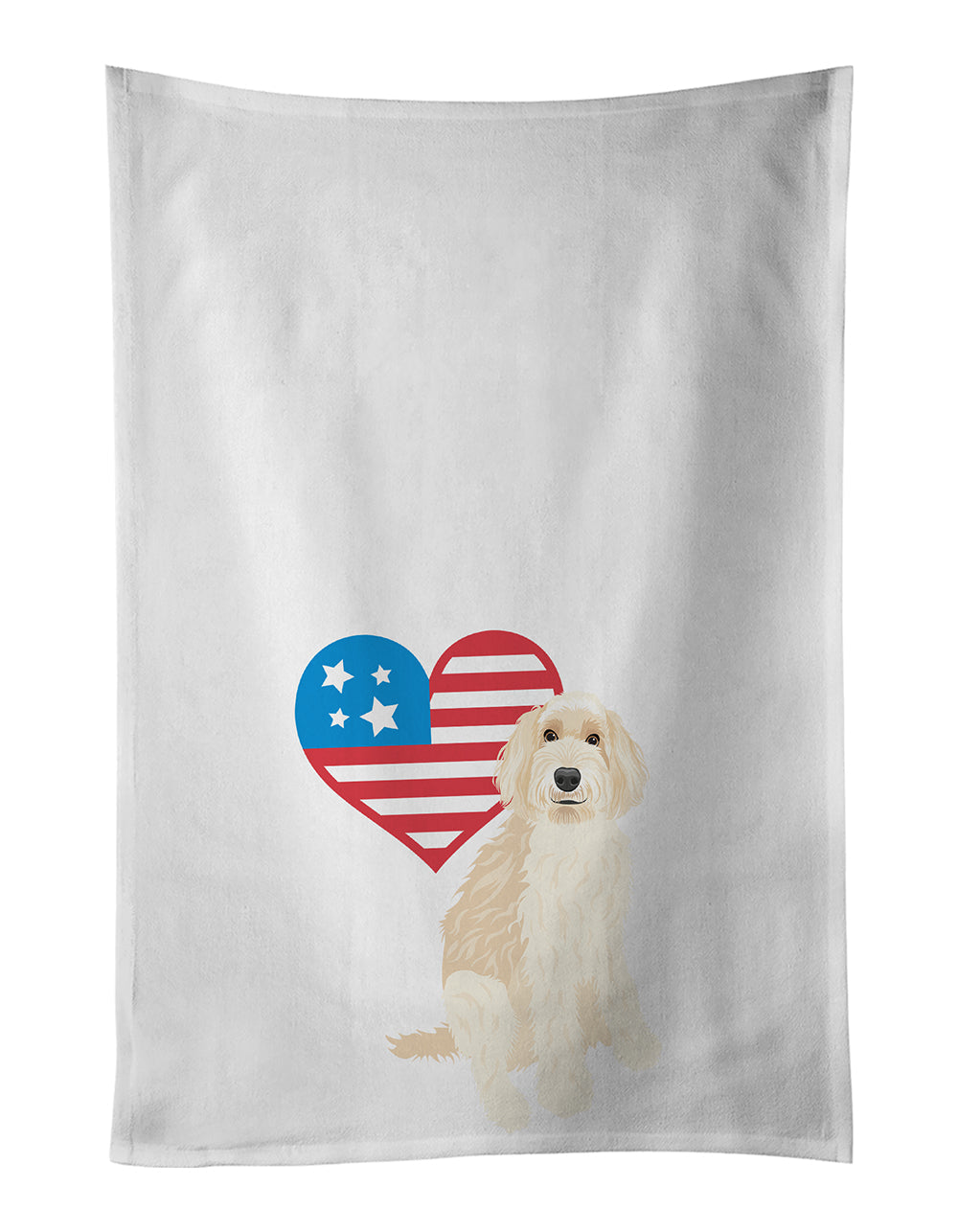 Doodle Fawn #2 Patriotic Kitchen Towel Set of 2 White Dish Towels Decorative Bathroom Hand towel for Hand, Face, Hair, Yoga, Tea, Dishcloth, 19 X 28", White