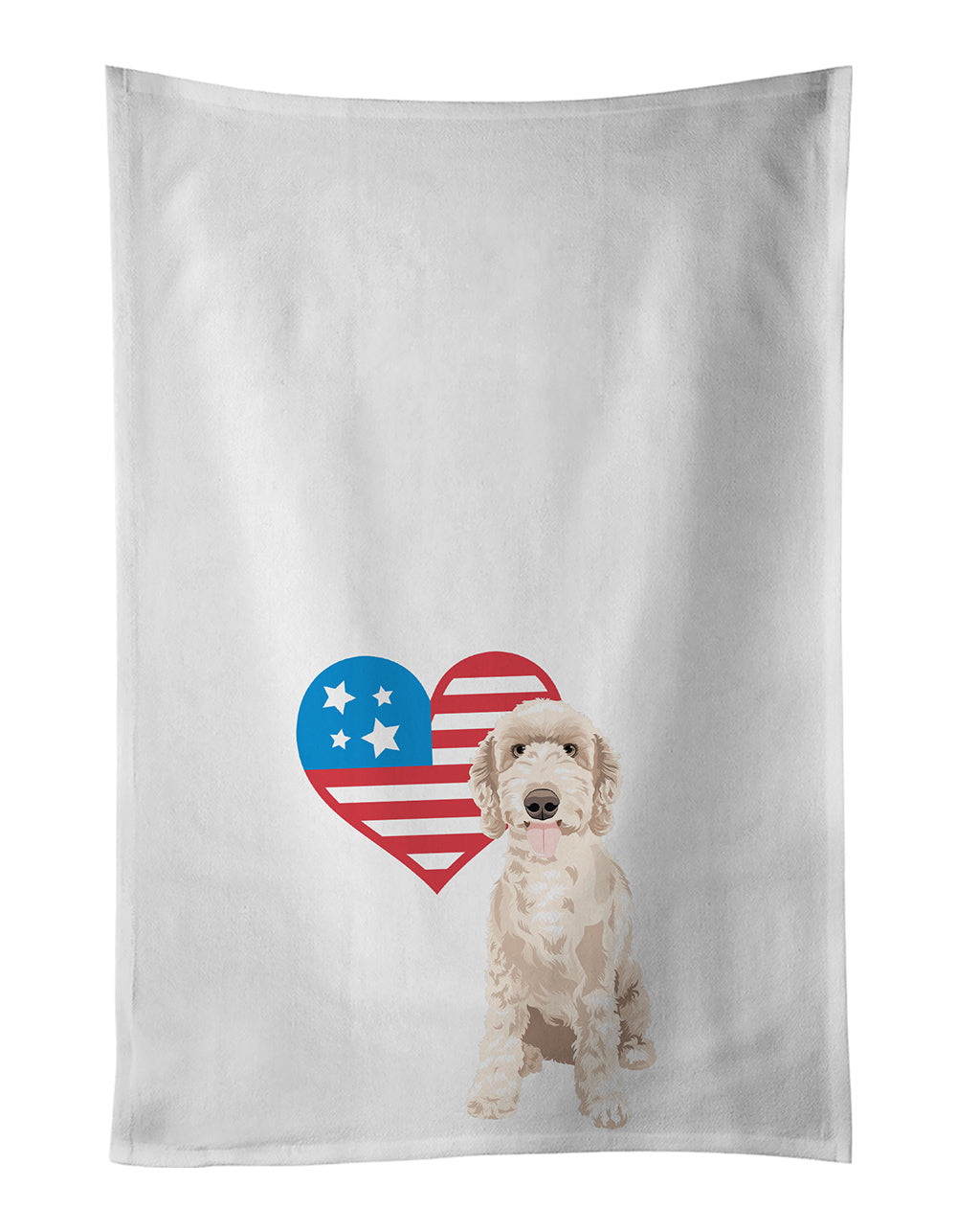 Doodle Fawn #5 Patriotic Kitchen Towel Set of 2 White Dish Towels Decorative Bathroom Hand towel for Hand, Face, Hair, Yoga, Tea, Dishcloth, 19 X 28", White