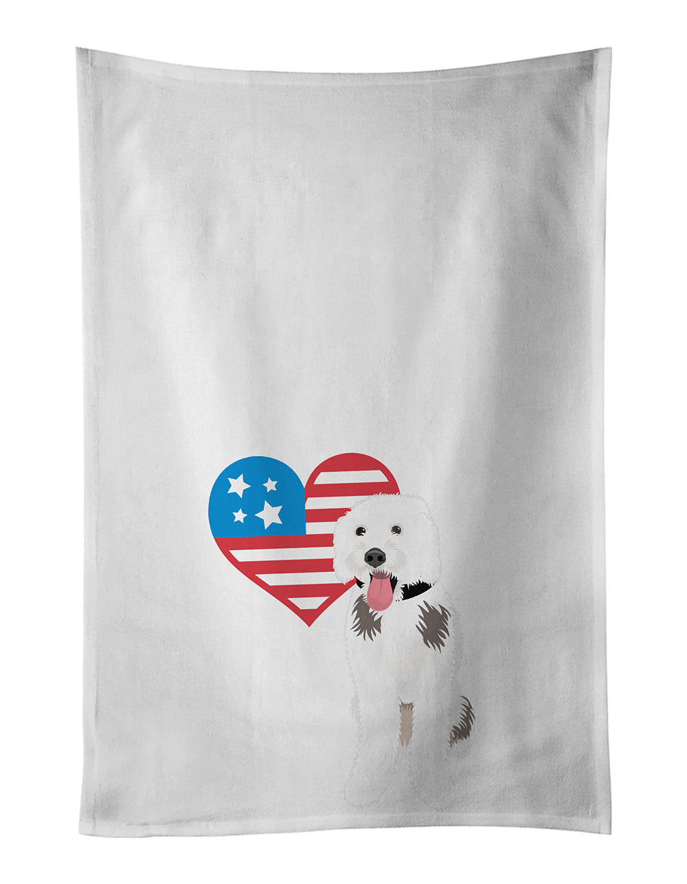 Doodle Silver and White #2 Patriotic Kitchen Towel Set of 2 White Dish Towels Decorative Bathroom Hand towel for Hand, Face, Hair, Yoga, Tea, Dishcloth, 19 X 28", White